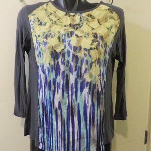APT. 9 LONG SLEEVE TSHIRT/ FLORAL INSET / SIZE PL